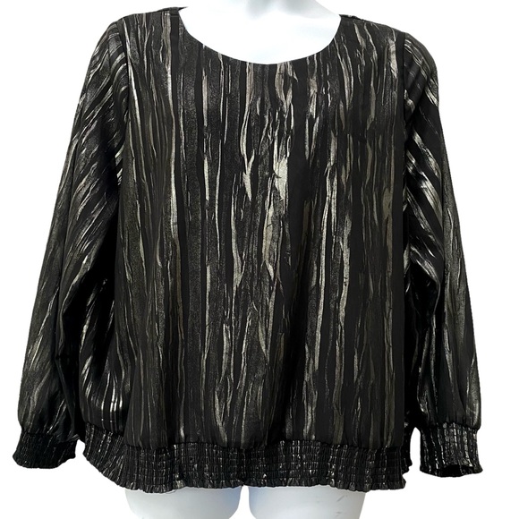 Draper's & Damons Tops - Drapers & Damons Black & Silver Blouse Size 1X